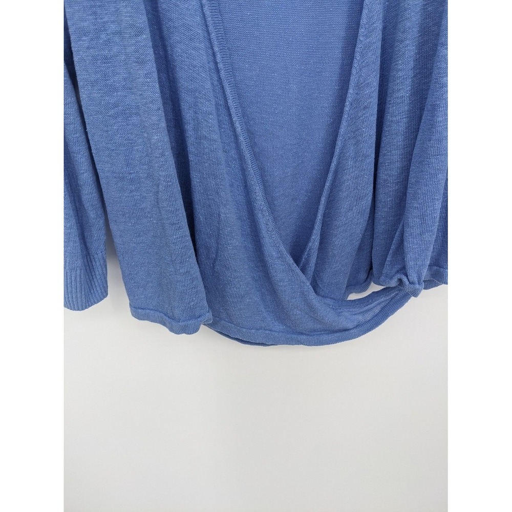 J Jill Wearever Collection Sweater Womens XL Blue Linen Blend Drape Front Wrap - Picture 4 of 11